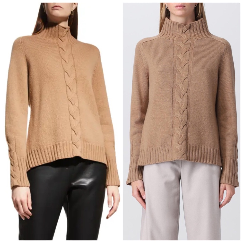 S Max Mara Oceania High Neck Sweater Brown Knit Turtleneck Small? Read Descript.